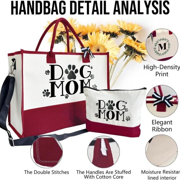 Dog Mom Canvas Tote Large Capacity Travel Beach Gift for Pet Lovers main image 7